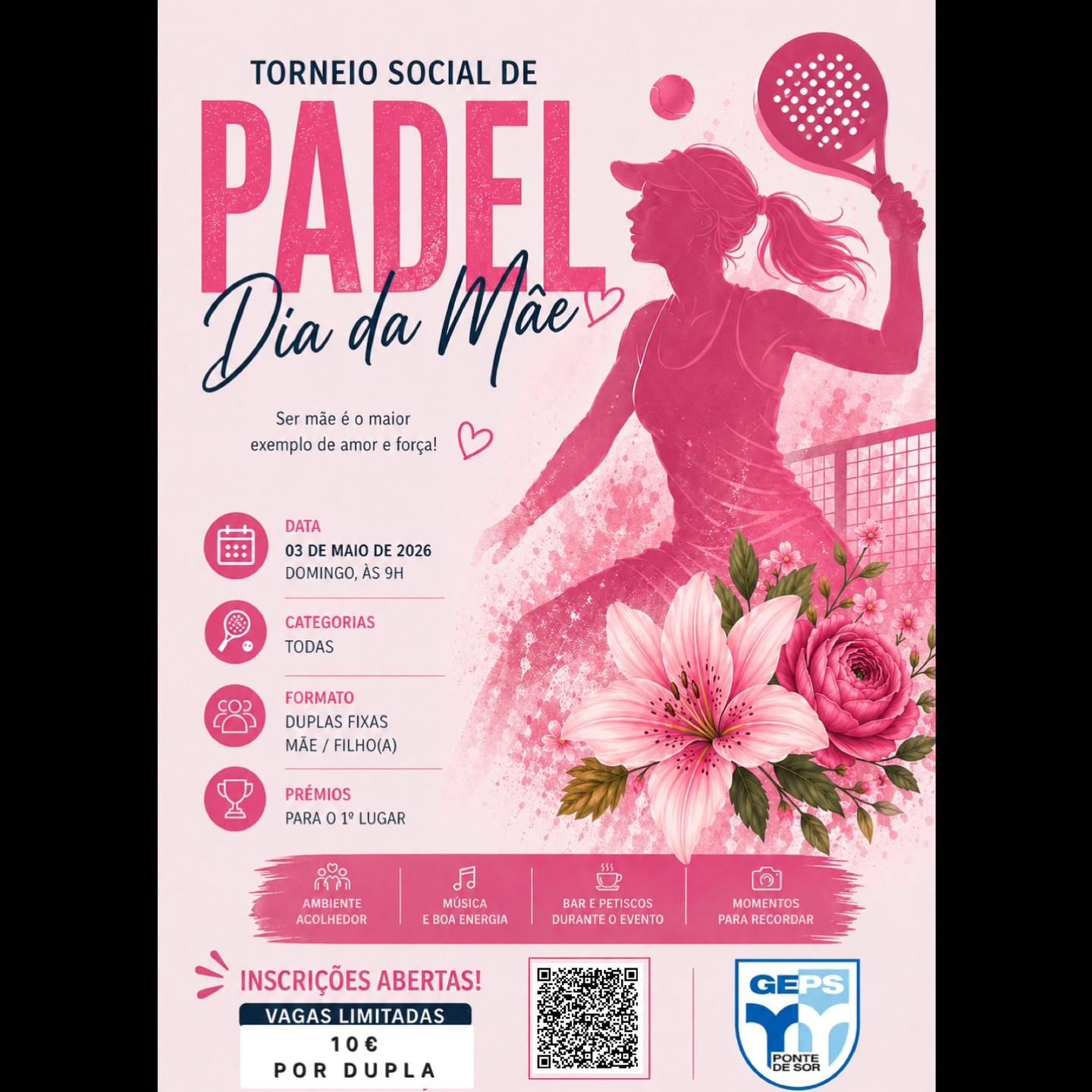 Cartaz - Torneio Social de Padel Dia da Mãe 2026